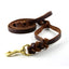 Braided Leather Dog Leash with Traffic Handle Two Handles Leather Dog Leash Leads for Training Bulldog Pit-bull Pet Dog Supplies