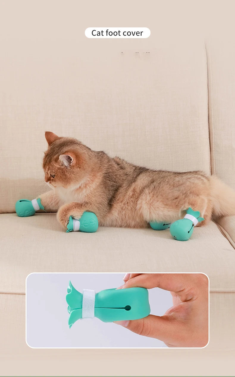Silicone Anti-scratch Cat Foot Shoes for Grooming Bath Washing Claw Paw Cover Protector Silicone Pet Grooming Tools