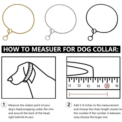 Metal Chain Dog Show Collar Pet Slip Collar for Shows Fine Brass Snake Choke Chain Collar Adjustable for Small Medium Large Dogs