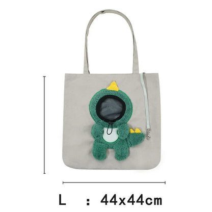 Pet Canvas Shoulder Bag Bee Rabbit Dinosaur Shape Cute Cat Carrier Portable Shoulder Carrying Bag Chest Cat Bag Outdoor Cat Tote