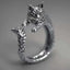 1pc Vintage Dark Alloy  Cartoon Little Cat Open Ring For Women Personality Fashion Simple Ring Handicraft Gift For Girl