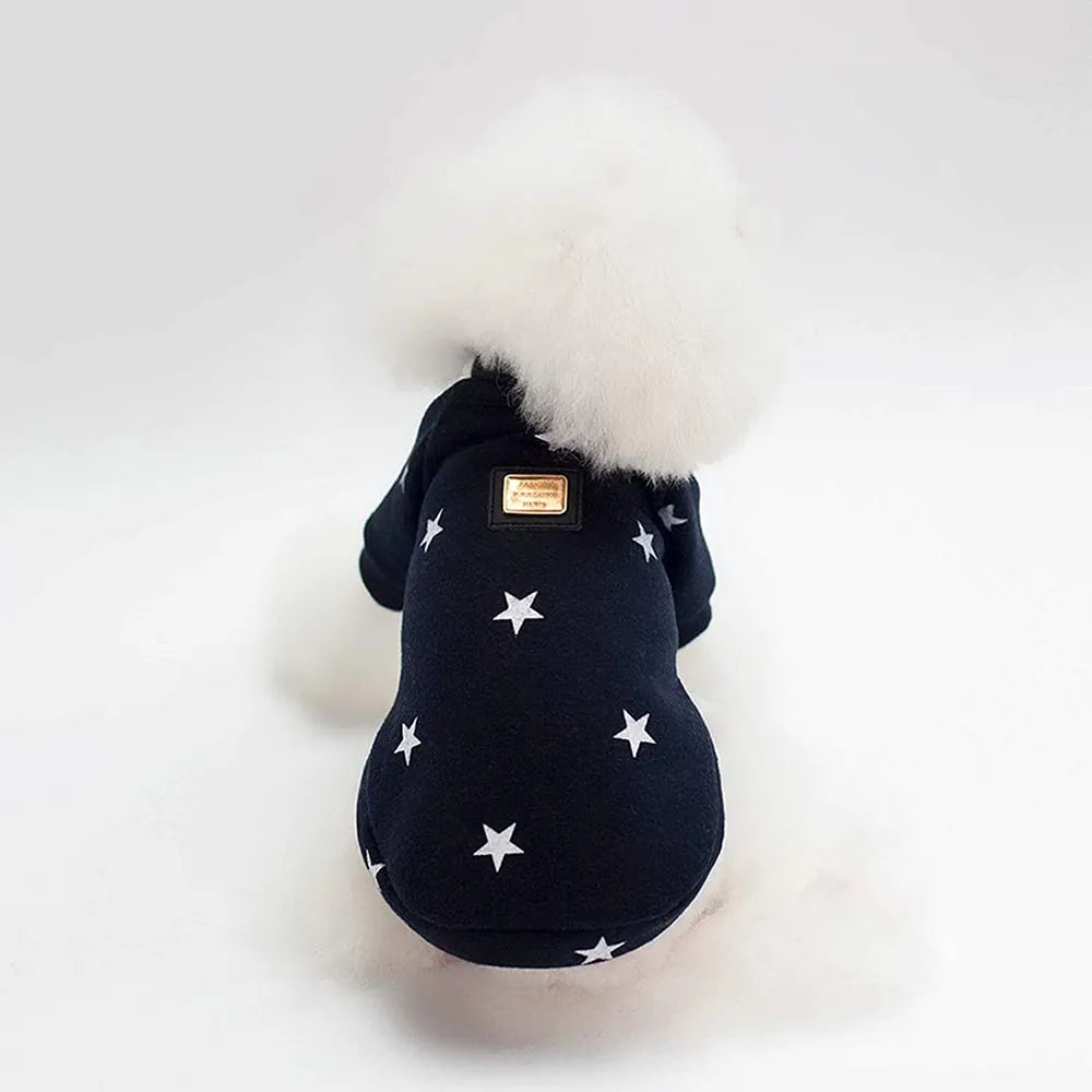 Fashion Star Pet Fleece Sweatshirt Sweater Jacket for Small Dogs Cats Crewneck Winter Coat Puppy Clothes for Poodle Shih Tzu Pug