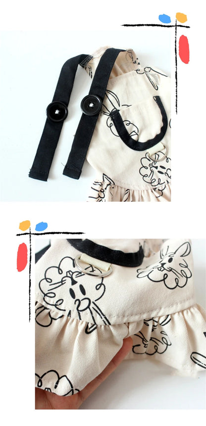 Cartoon Bunny Teddy York Dog Overalls Breathable Summer Spring Leisure Clothes for Cats Pocket Decorate Pet Boy Puppy T Shirt