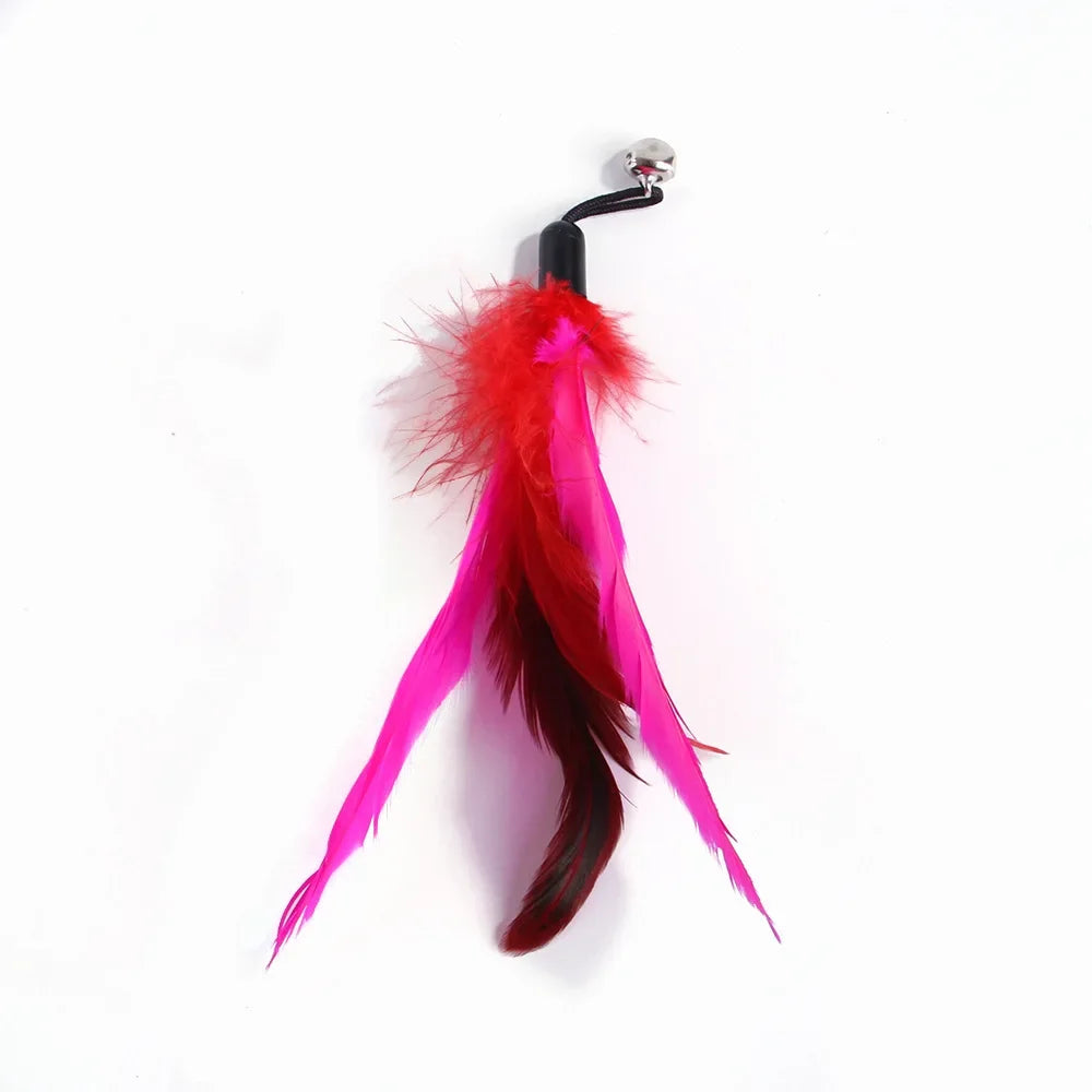 Funny Cat Stick Toy Furry Feather with Bell Cat Stick Toy Kitten Playing Pet Accessories Worm on A String Cat Toys Interactive