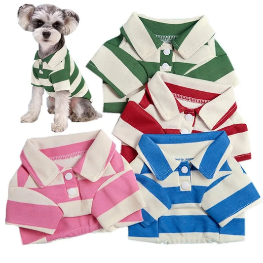 Striped Pet Polo Shirt Summer Dog Clothes for Small Dogs Cotton Puppy Vest Chihuahua Bichon Costume Cat T Shirt Dog Undershirt