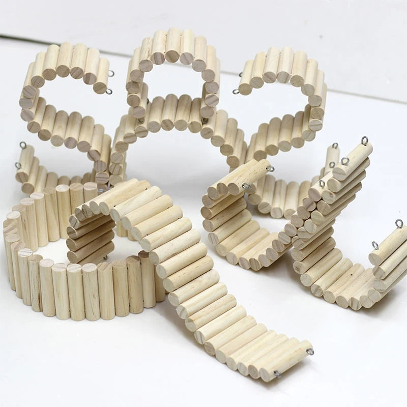 Smooth Wooden Hamster Ladder Climbing Ropeway Hamster Toy Pet Training Round Boardwalk Parrot Boardwalk Parrot Toy Bird Supplies