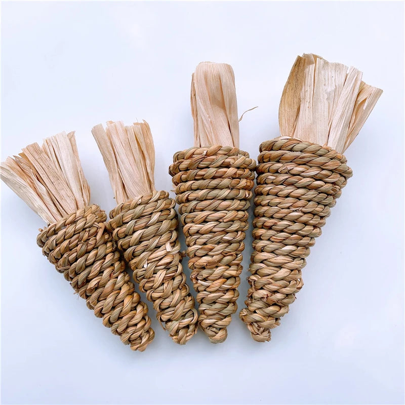 Natural Straw Rope Carrot Hamster Molar Chew toy Small Pets Toys For Hamster Rabbit Grinding Products Gnaw Toy Supplies New