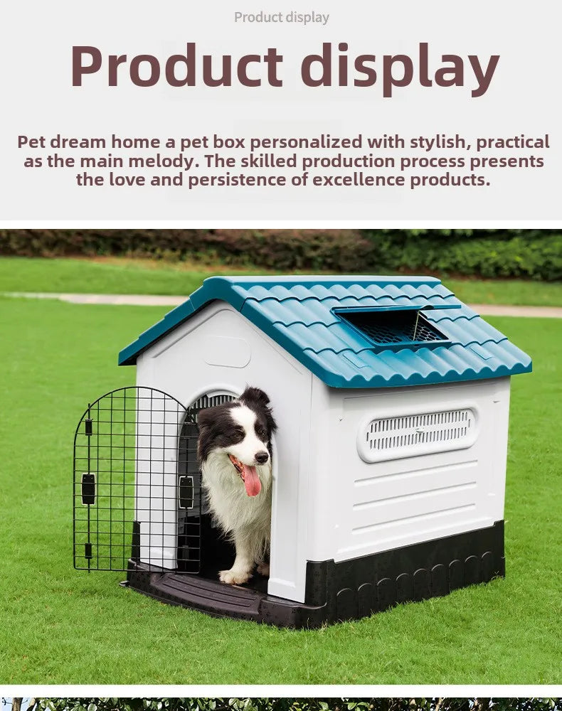 Outdoor Rainproof Pet Nest Four-season Universal with Toilet Plastic Kennel Sunscreen Dog Shed with Toilet with Toile