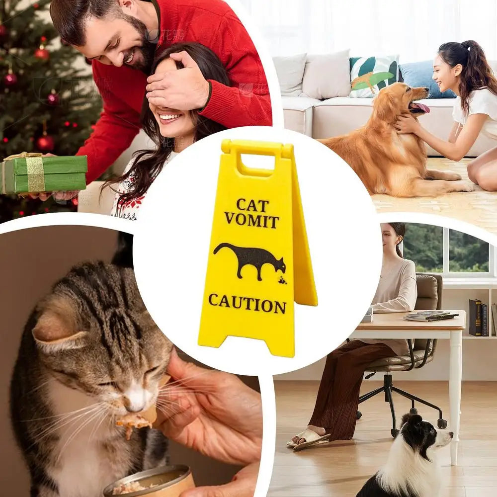 Cat Dog Vomit Caution Sign Funny Creative Dog Cat Vomit Caution Sign 3D Printed Yard Sign Cat Dog Vomit Warning Sign Board