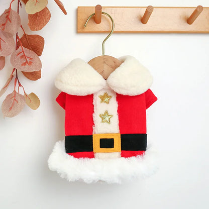Luxury Christmas Dog Clothes for Small Dogs 2024 New Thicken Warm Fleece Dog Winter Coat Cold Weather Pet Apparel Puppy Costume