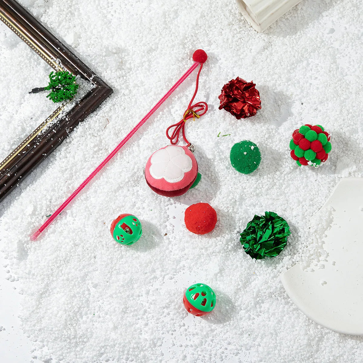 Cat Toy Cat Teaser Sticks Christmas Cat Toy Set New Product Cat Fun Stick Bell Ball Fun Interactive Pet Supplies
