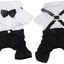 Stylish Dog Tuxedo Suit Dog Prince Wedding Shirt Costume Formal Tuxedo with Bowtie Puppy Clothes Dog Jumpsuit for Small Dogs