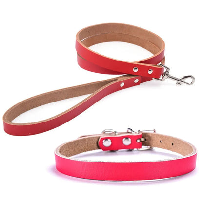 Adjustable Dog Collars Genuine Leather Pet Dog Collar Leash Lead For Small Medium Large Dogs Bulldog Pugs Beagle Dogs Supplies