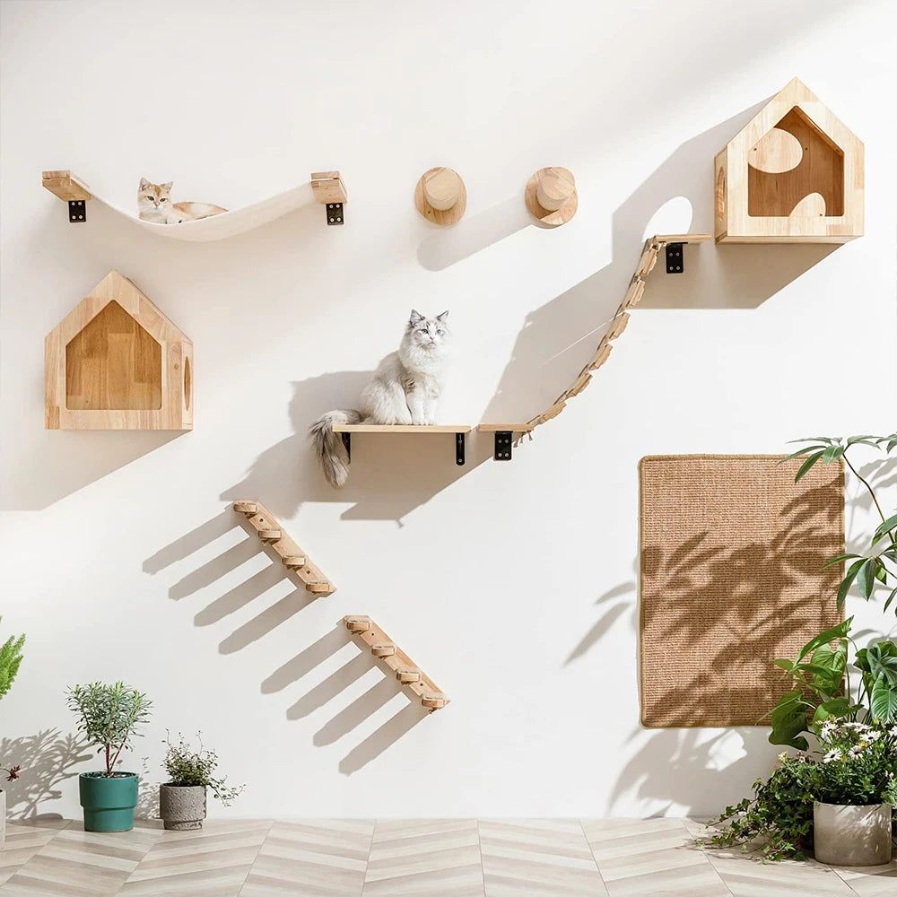 High-Quality Wall-Mounted Cat Scratching Furniture  With Cat Climbing Perches Hammock Wall Steps For Sleeping And Playing