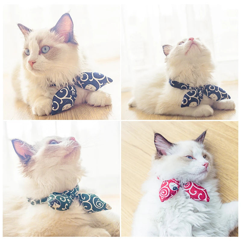 Japanese Fashion Pet Dog Accessories Bunny Ears Adjustable Neck Wear Handmade York Dog Necklaces Fancy All Season Collar for Cat