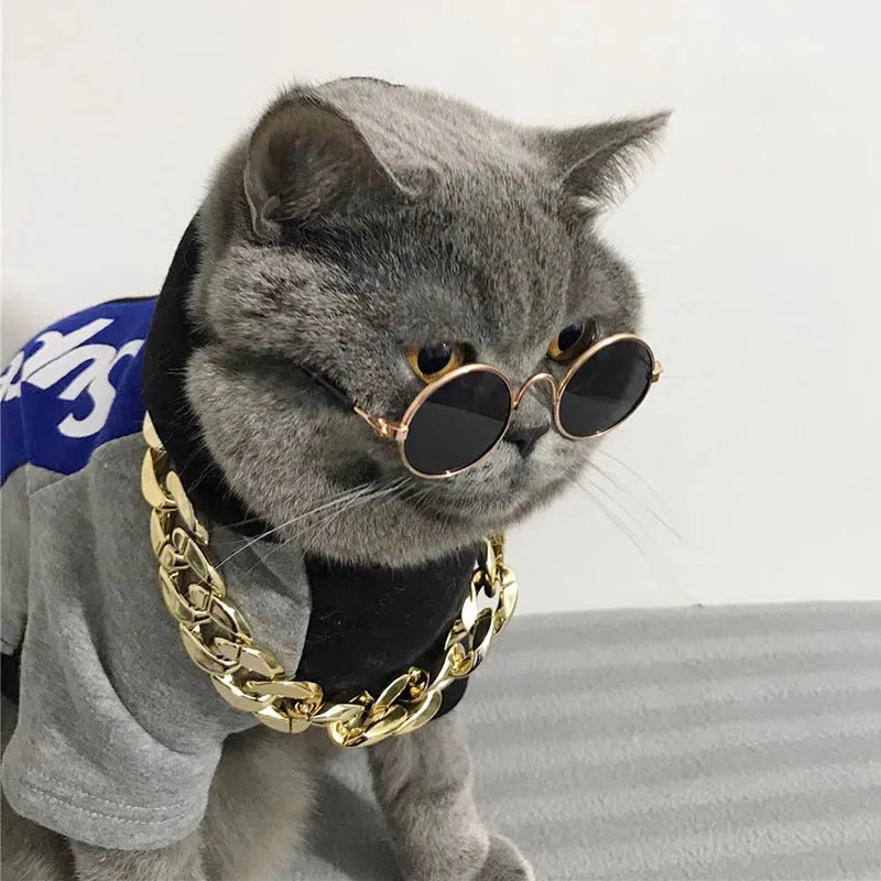 Anti-slip Cat Sunglasses Pet Accessories Small Dog Sun Glasses Classic Retro Circular Glasses for Kitten Photos Props Cosplay