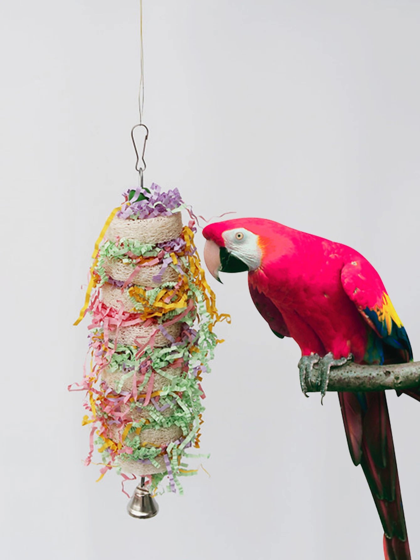 Funny Bird Toys Parrot Toys Swing Parrot Cage Natural loofah Hanging Cockatiel with Bell Parakeet Pet Bird Bites Climb Chew Toys