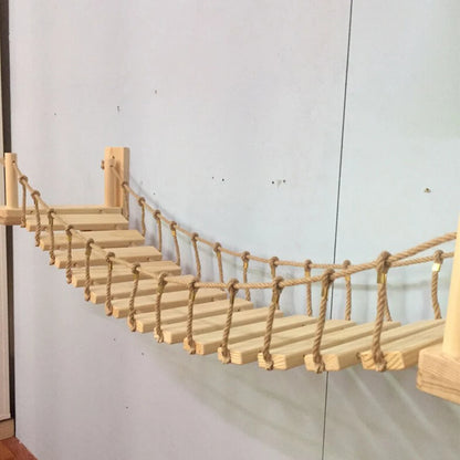 Cat Tree Cat Wall Mounted Climbing Wooden Shelves Posts Ladders with Hammock and Cat House Cat Bridge for Kittens Perch Sleeping