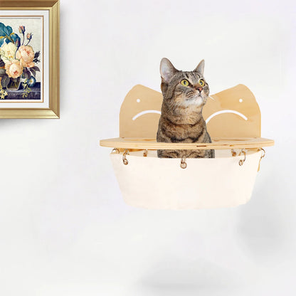 Cat Hammock Cat Shelves Tree Tower Ladder Wooden Furniture for Kitten Saving-space Cats Pet Products Cat Climbing Wall