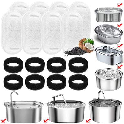 Activated Carbon Sponges Filters Replacement Filters Cat Water Fountain Filters Element for Stainless Steel Cat Water Fountain