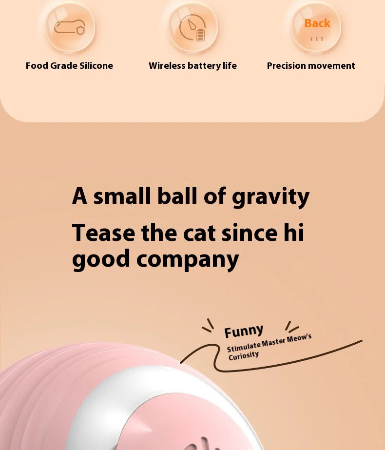 Pet automatic cat teasing ball cat toy for self fun and relaxation, rolling ball pet gravity cat toy