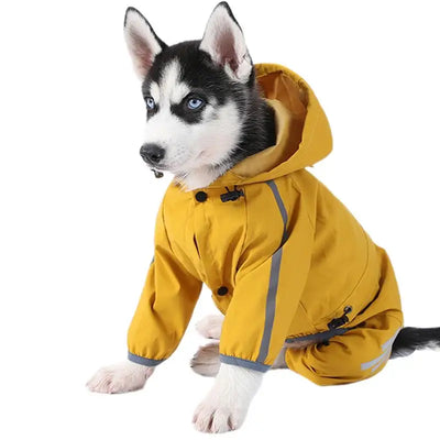 Dog Raincoat Waterproof Reflective Hooded Pet Rain Jacket 4 Legs Lightweight Rain Poncho Clothes for Small Medium and Large Dogs