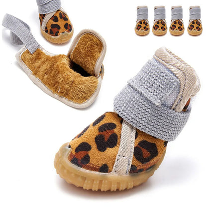 Pet Shoes Waterproof Non Slip Puppy Snow Booties for Small Dogs Chihuahua Boots for Winter Tiny Cat Shoes for Cold Weather 4pcs