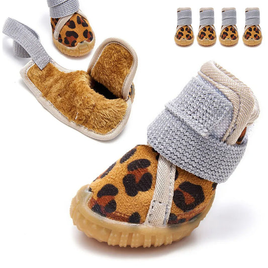 Pet Shoes Waterproof Non Slip Puppy Snow Booties for Small Dogs Chihuahua Boots for Winter Tiny Cat Shoes for Cold Weather 4pcs