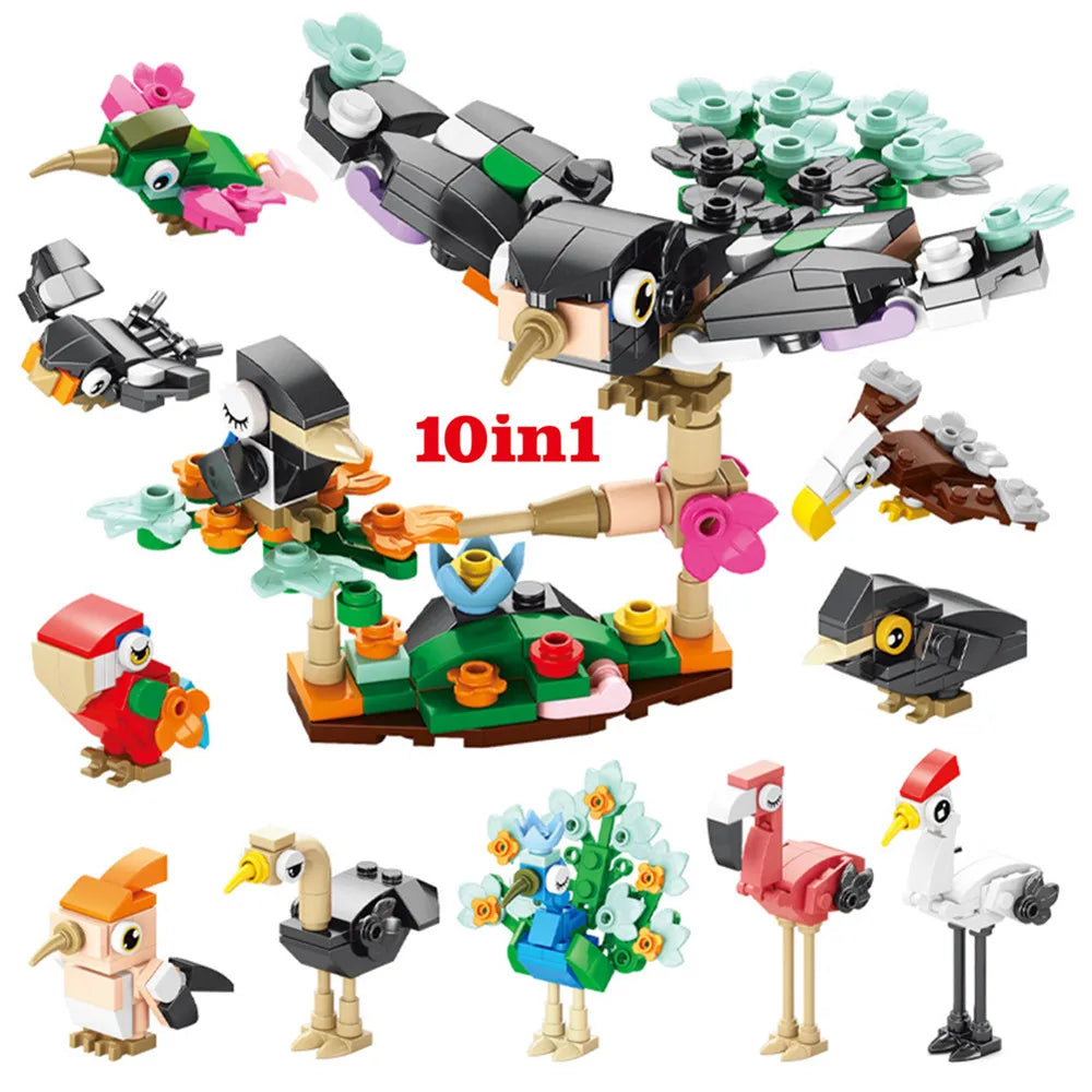 Insect World Animals Scorpion Mantis Ants Spider Birds Marine Animal Building Blocks Toys Desktop Ornaments Bricks Kids Gift