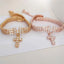 AAA Zircon Cross Cat Accessories Pet Necklace Adjustable Rose Gold Collar for Small Medium Puppy All Season Birthday Neck Gear