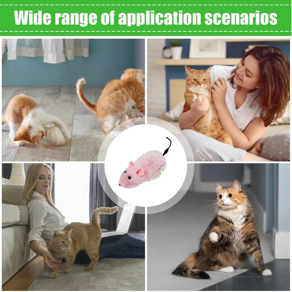 Cat Mice Toys Wind up Indoor Cat Plush Mouse Hunting Toy Plush Mice Pet Toys Clockwork Mouse Running Toy Realistic Mouse