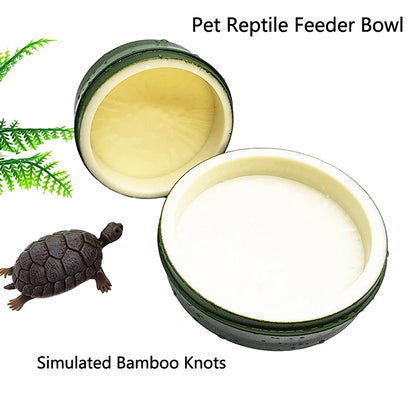 Pet Reptile Feeder Bowl Resin Aquarium Basin Food Water Pot Reptile Turtle Tortoise Scorpion Lizard Crabs Simulated Bamboo Knots