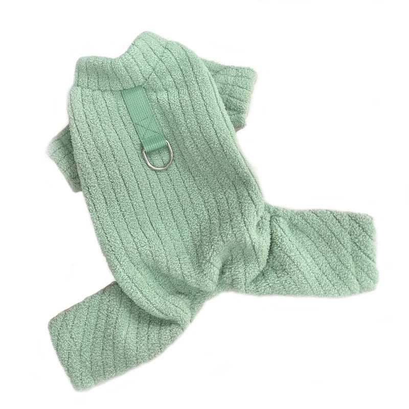 Winter Dog Jumpsuit Solid Pet Clothes for Small Medium Dogs Thermal Fleece Dog Pajamas Onesie Sleepingwear Puppy Overalls
