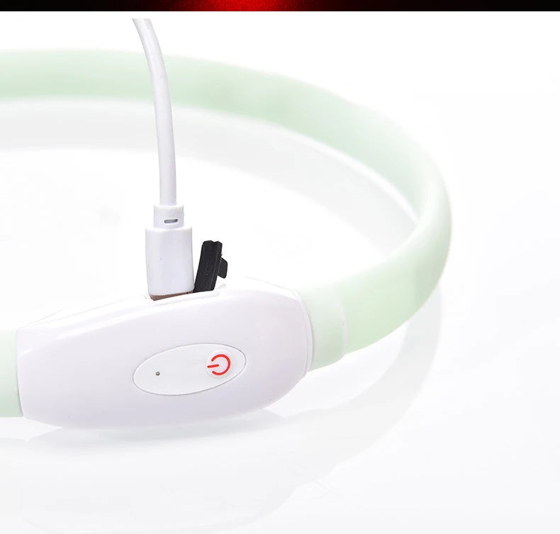 USB Rechargeable Glowing Collar for Large and Small Dogs LED Glowing Dog Collar 9 Flashing Modes Adjustable Soft Silicone Collar
