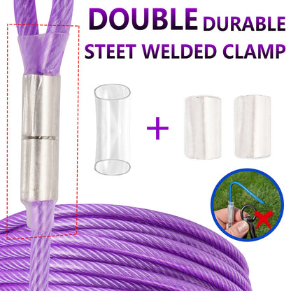 Double-headed Dog Tie Out Cable Leash ,raction rope with metal buckle steel wire anti-rust training collar,Outdoor Dogs Strap