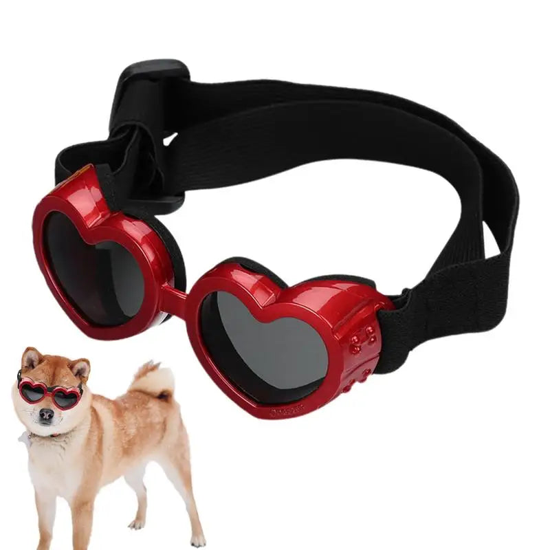 Heart-shaped Dog Sunglasses UV Protection Sun Glasses With Adjustable Strap Anti-Fog Goggles  Puppy Outdoor Eyes Protections