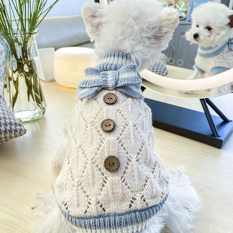 Luxury Designer Warm Winter Clothes for Pets Wool Knitting Floral New Year York Dog Sweaters Sphinx Cat Christmas Puppy Clothing
