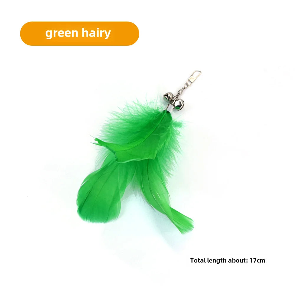 Cross-border cat teasing stick replacement head rainbow caterpillar wood teana stick cat toy funny cat bell hair ball replace...