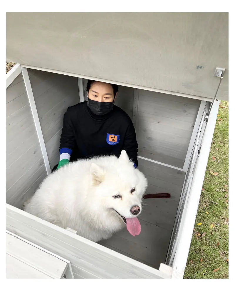 Dog House Outdoor Large Dog Kennel Wooden VillaHouse Cat Nest Rainproof Waterproof Sunscreen Outdoor Pet Cage