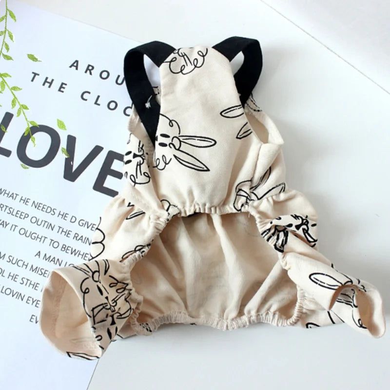 Summer Dog Dress Pet Dog Jumpsuit Animal Print Dog Skirt Puppy Vest Ins Style Suspenders Dog Clothes Chihuahua Girls Dog Outfit