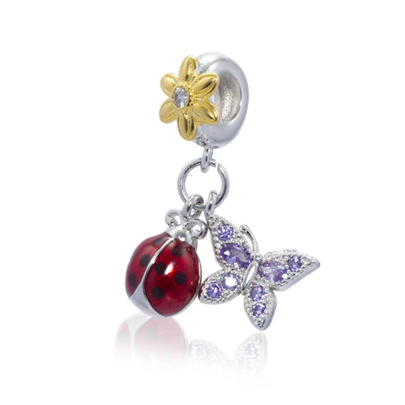 New 925 Sterling Silvering Butterfly Bees Bird Charm of ley 925 Chain Beaded Fit Original Pandora Bracelet DIY Ladies Jewelry