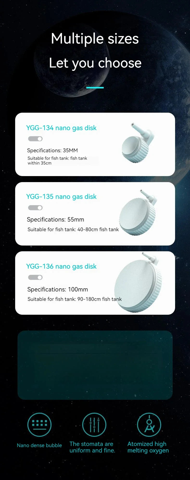Aquarium Nano Bubble Tray Durable Non- Toxic Reusable Air Stone for Fish Tank Bubble Diffuser Oxygen Pump Accessories acuario