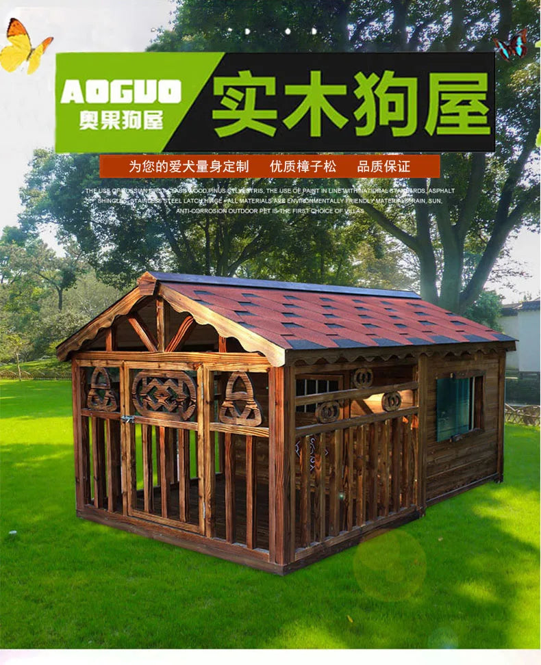 Manufacturer spot outdoor dog house wooden dog villa bite-resistant kennel rain-proof kennel can be customized dog house pet ca