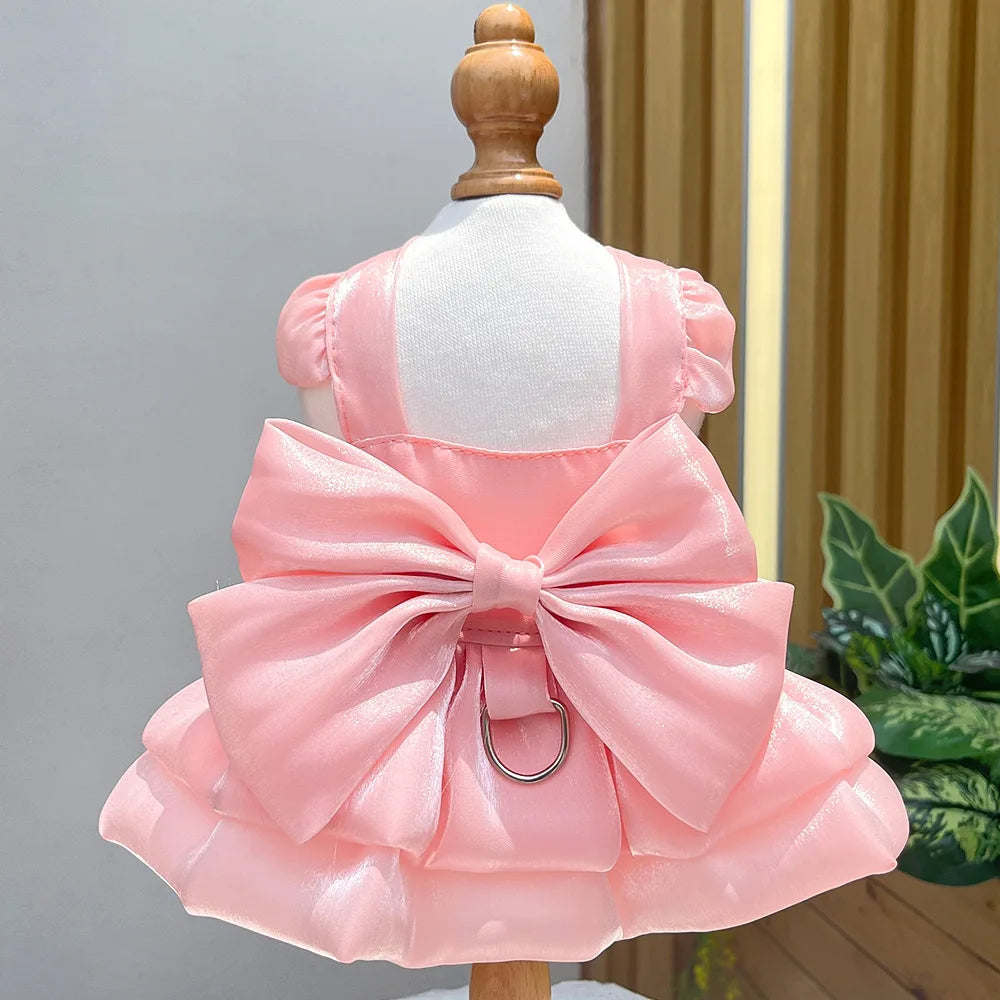 Big Bow Pet Wedding Dress with Buckle Luxury Dog Full Dresses for Small Dogs Pomeranian Poodle Puppy Cat Skirt mascotas Clothes