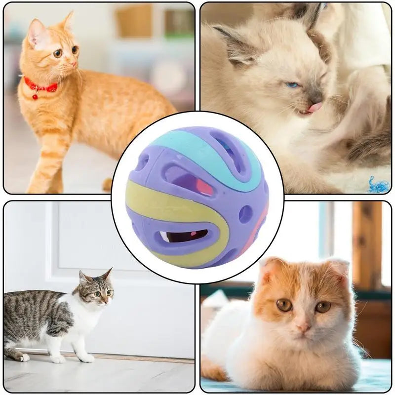 Cat Jingle Balls Cat Pounce Jinggle Ball Large Hollow Cat Rattle Ball Interactive Kitten Chasing Toys Kitten Pets Supplies