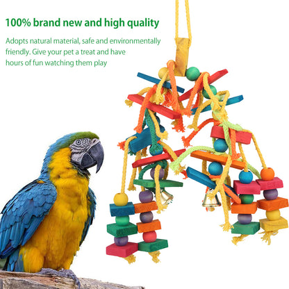 Wood Parrot Bird Toys Love Bird Cage Funny Training Bird Toys Cotton Rope Parrot Toy Bite Resistant Bird Tearing Toy Pet Product