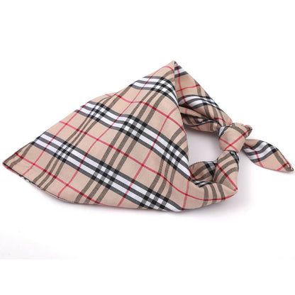 Floral Cotton Pet Collar for Kitten Double Layered Dog Harness Accessories Luxury Designer Outdoor Plaid Triangle Neck Collar