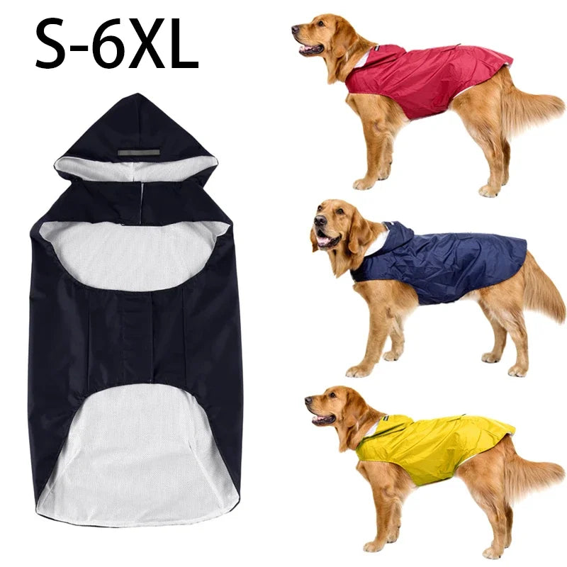 Big dog raincoat reflective waterproof windproof hooded raincoat large dog clothing outdoor raincoat  dog clothing jacket
