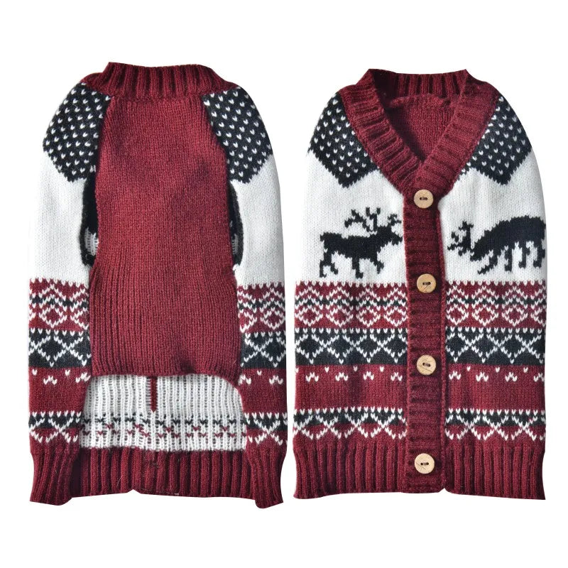 Christmas Dog Clothes Winter Dog Sweater Knitted Warm Coat Pet Clothing for Small Medium Dogs Costume Striped Print Dog Pullover