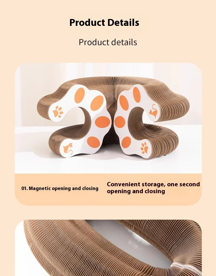 Organ cat scratch board foldable cat toy with bell for self fun and relaxation, cat scratch resistant corrugated paper, scratch